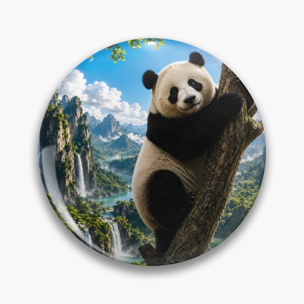 Item preview, Adorable Panda in Paradise 5D Art – Vibrant Waterfall Landscape | Dreamy Nature Escape Design designed and sold by Imagetore.
