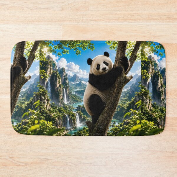 Item preview, Adorable Panda in Paradise 5D Art – Vibrant Waterfall Landscape | Dreamy Nature Escape Design designed and sold by Imagetore.