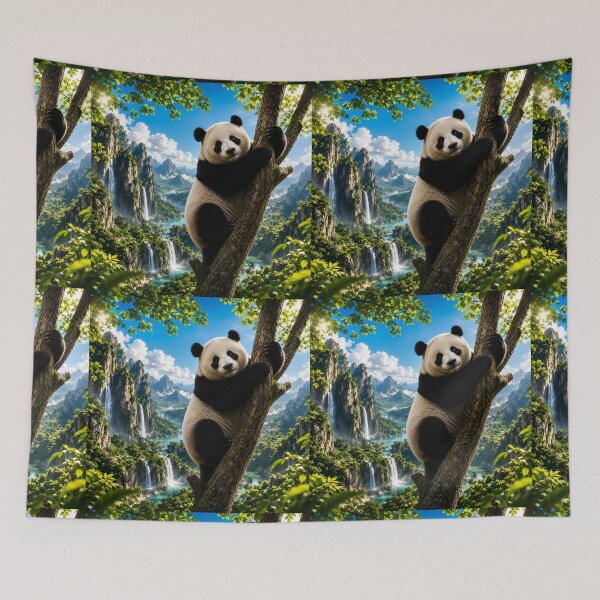 Item preview, Adorable Panda in Paradise 5D Art – Vibrant Waterfall Landscape | Dreamy Nature Escape Design designed and sold by Imagetore.