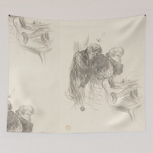 Item preview, Les Vieux Papillons by Henri de Toulouse-Lautrec | Vintage Parisian Café Sketch Art Print designed and sold by artofuniverse.