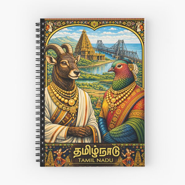 Item preview, Tamil Nadu T-Shirt | Heritage Nilgiri Tahr & Emerald Dove Art | IndianStateChronicles designed and sold by freezed-frames.