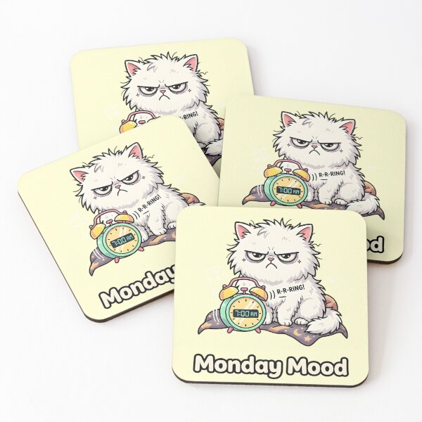 Item preview, Monday Mood - Grumpy White Cat designed and sold by Wennity.