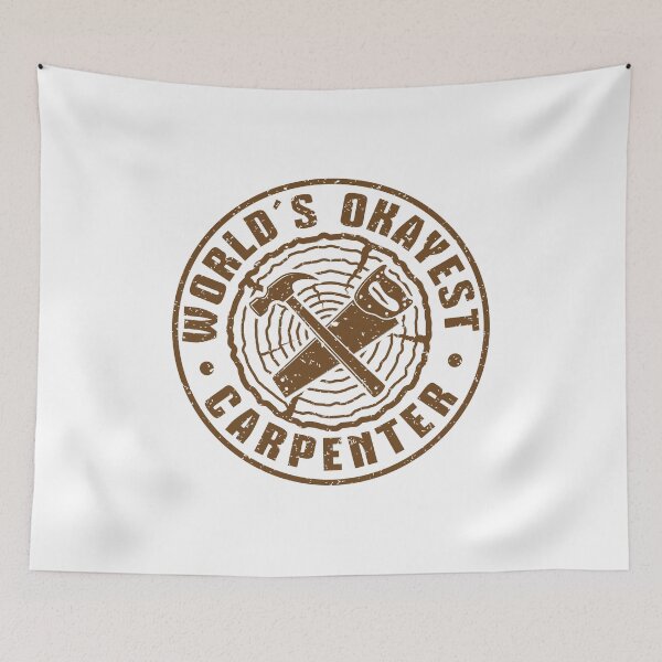 Item preview, World's Okayest Carpenter Vintage Distressed Woodworking Badge designed and sold by Dmetalx Art Apparel.