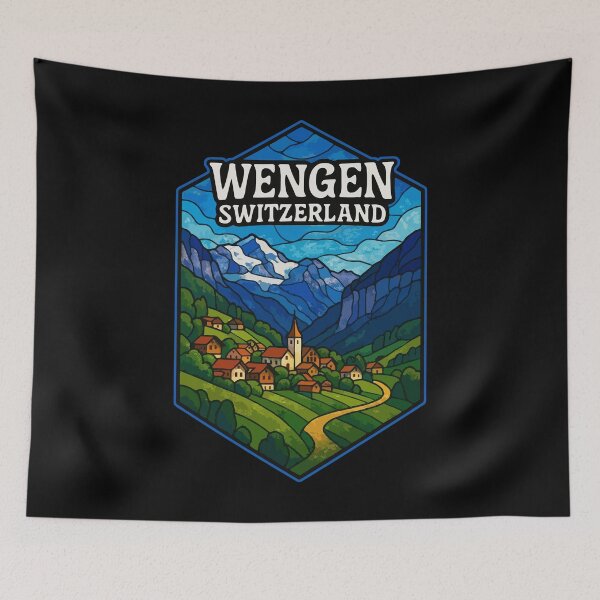 Item preview, Wengen Switzerland Stained Glass Travel designed and sold by TomFrontierArt.