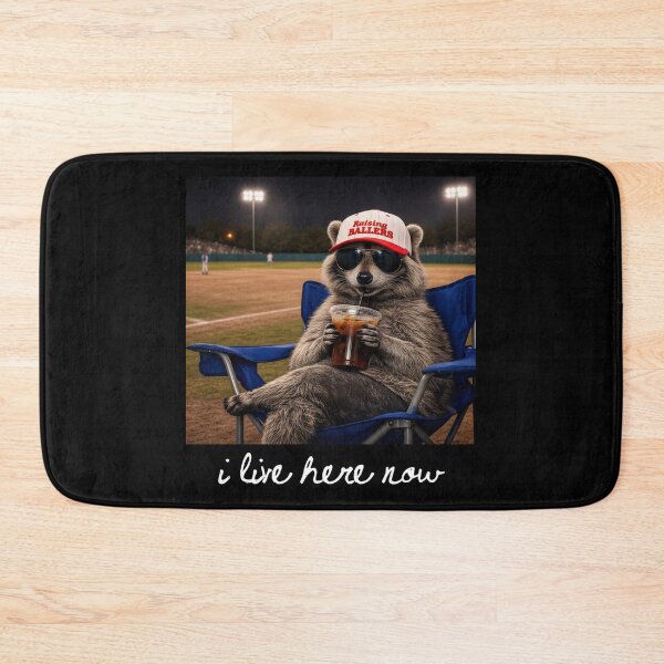 Item preview, I Like Here Now Funny Raccoon Ballfield designed and sold by RomeroDane.