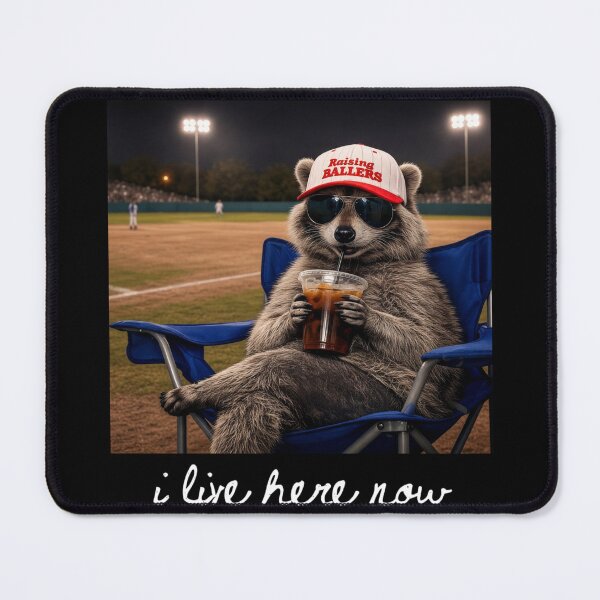Item preview, I Like Here Now Funny Raccoon Ballfield designed and sold by RomeroDane.
