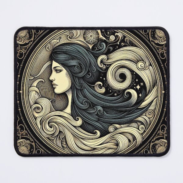 Item preview, Sacred Undine – Celestial Water Goddess, Mystical Gold Line Art designed and sold by Roberta Calabrese.