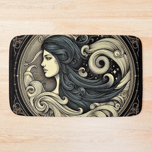 Item preview, Sacred Undine – Celestial Water Goddess, Mystical Gold Line Art designed and sold by Roberta Calabrese.