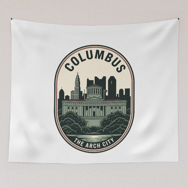 Item preview, Columbus Ohio Arch City Vintage Skyline Badge designed and sold by k3rstman1.