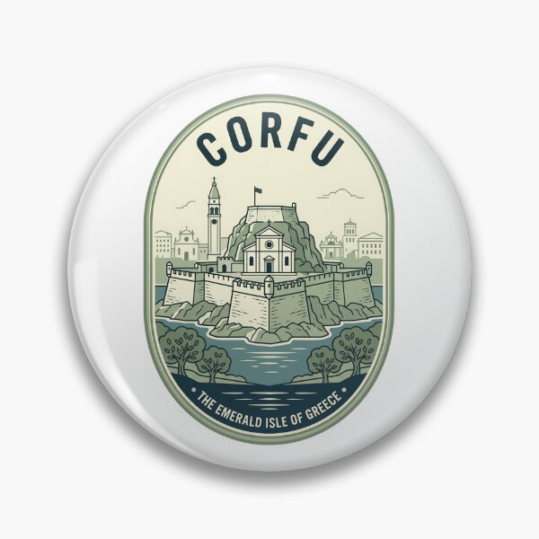 Item preview, Corfu Greece Old Fortress Retro Travel Badge designed and sold by k3rstman1.