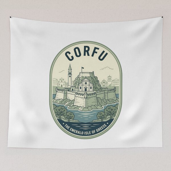 Item preview, Corfu Greece Old Fortress Retro Travel Badge designed and sold by k3rstman1.