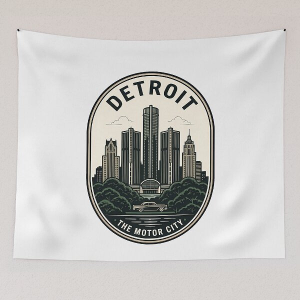 Item preview, Detroit Motor City Vintage Skyline Emblem designed and sold by k3rstman1.