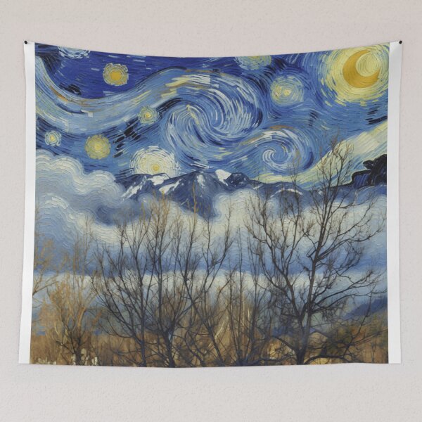 Item preview, Mountains Through Trees Van Gogh Style colorful photo abstract design designed and sold by SmashingDeals.