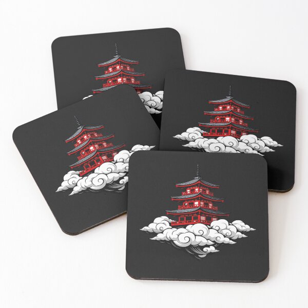 Item preview, Japanese Pagoda Temple Floating Clouds Art designed and sold by Tsugraf Designs.