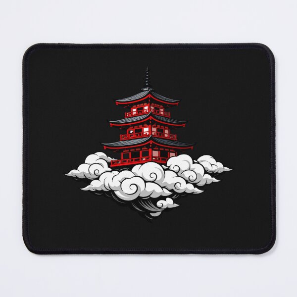 Item preview, Japanese Pagoda Temple Floating Clouds Art designed and sold by Tsugraf Designs.