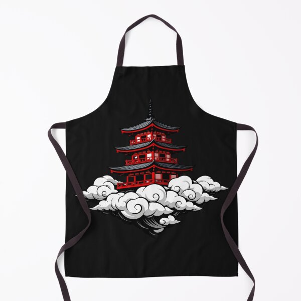 Item preview, Japanese Pagoda Temple Floating Clouds Art designed and sold by Tsugraf Designs.