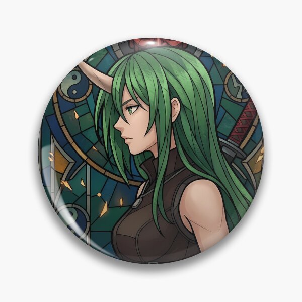 Item preview, Inia Sestina Muv Luv Alternative Oni Mask Stained Glass designed and sold by mildaclairmo.