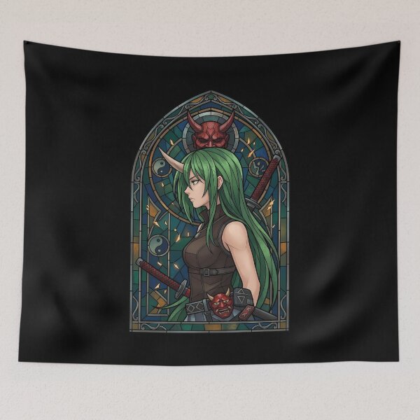 Item preview, Inia Sestina Muv Luv Alternative Oni Mask Stained Glass designed and sold by mildaclairmo.