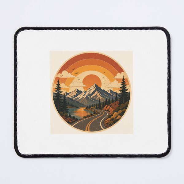 Item preview, Retro Sunset & Mountain Design Vintage-style landscapes stickers. designed and sold by TheGiggleGrid.