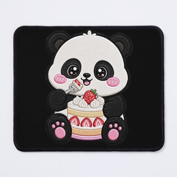 Item preview, Kawaii Panda Strawberry Cake Embroidery Patch Cute designed and sold by ColorSplash123.