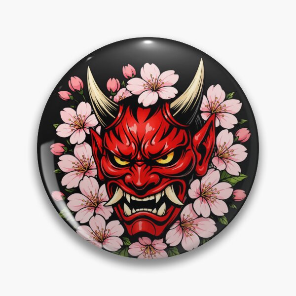 Item preview, Japanese Oni Mask Sakura Cherry Blossom Design designed and sold by Tsugraf Designs.
