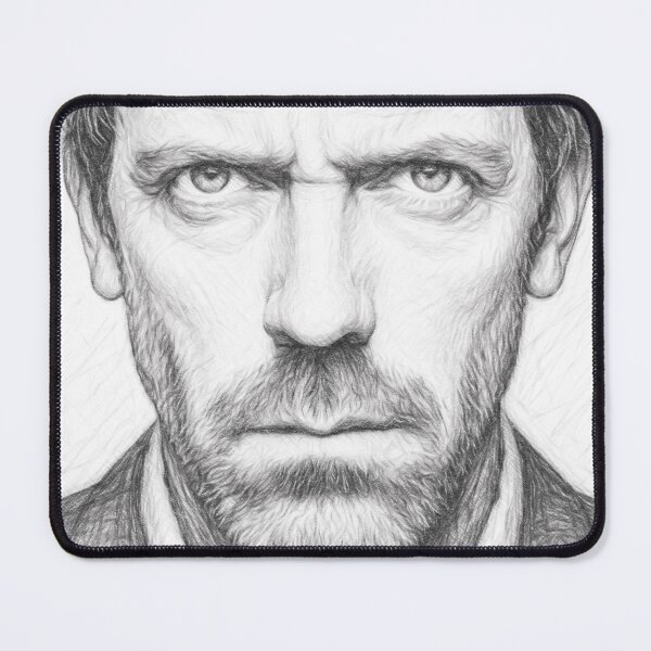 Item preview, Brooding Medical Genius Pencil Portrait | Black and White TV Inspired Sketch Art Print designed and sold by Leon Woods Pencil Art.
