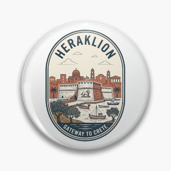 Item preview, Vintage Heraklion Crete Travel Badge Koules Fortress designed and sold by k3rstman1.