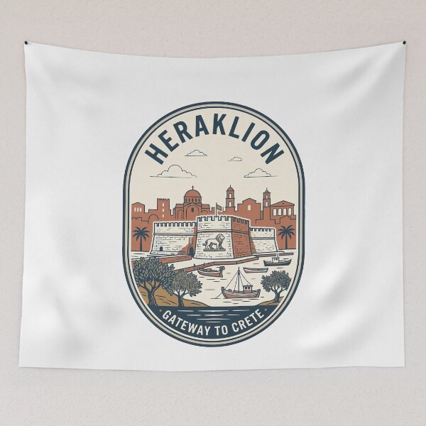Item preview, Vintage Heraklion Crete Travel Badge Koules Fortress designed and sold by k3rstman1.