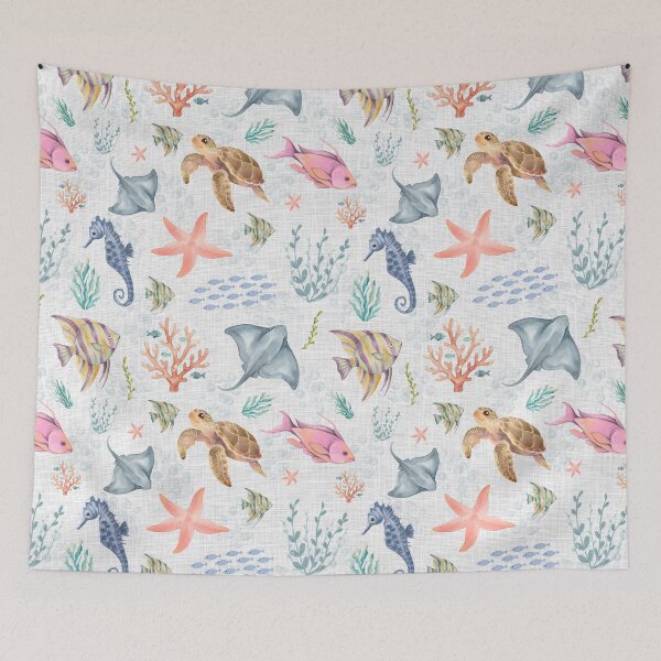 Item preview, Watercolor Ocean Life Textured White designed and sold by KSimpson838.