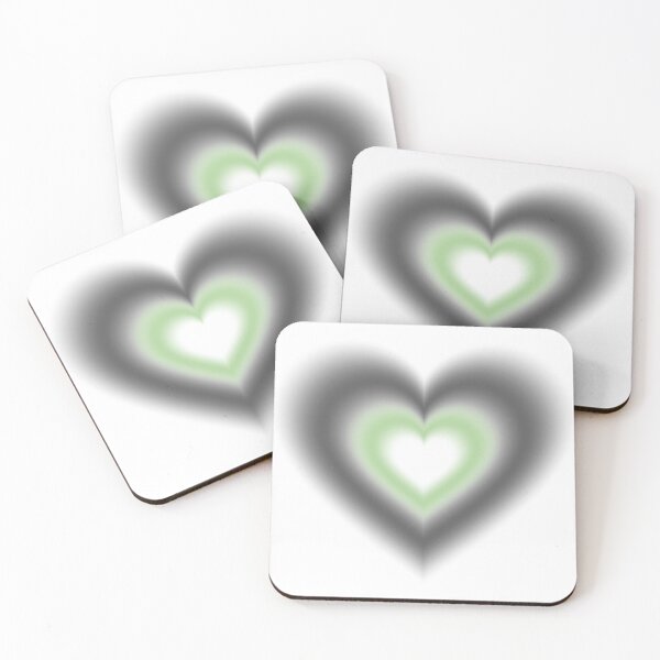 Item preview, Black and light green blurry hearts designed and sold by serenebookworm.