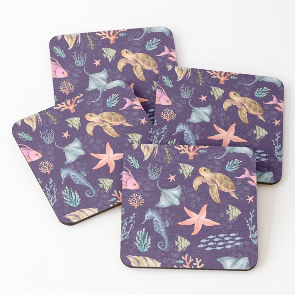 Item preview, Watercolor Ocean Life Textured Dark Purple designed and sold by KSimpson838.