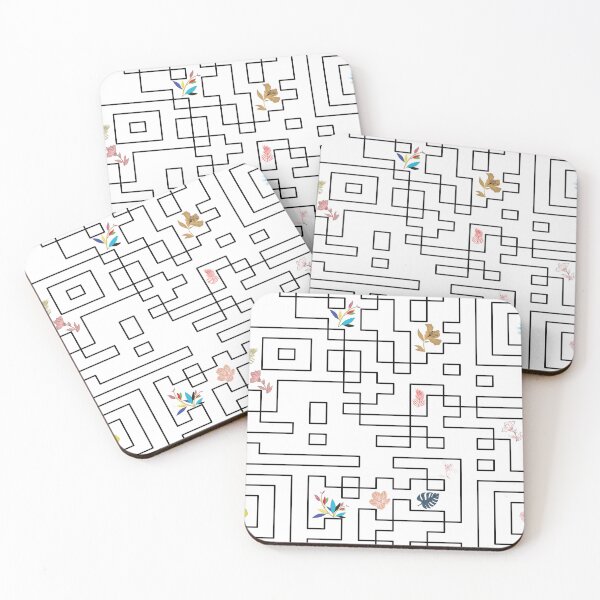 Item preview, Abstract Geometric QR Code Art with Delicate Floral Accents designed and sold by NornAxiom.