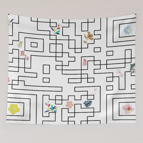 Item preview, Abstract Geometric QR Code Art with Delicate Floral Accents designed and sold by NornAxiom.