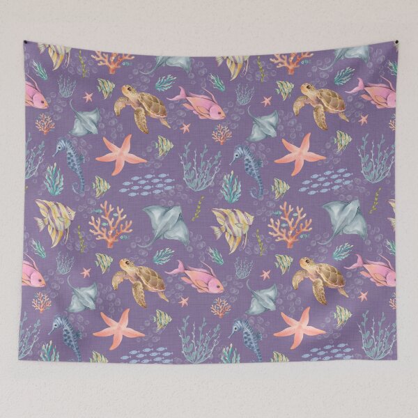 Item preview, Watercolor Ocean Life Textured Purple designed and sold by KSimpson838.