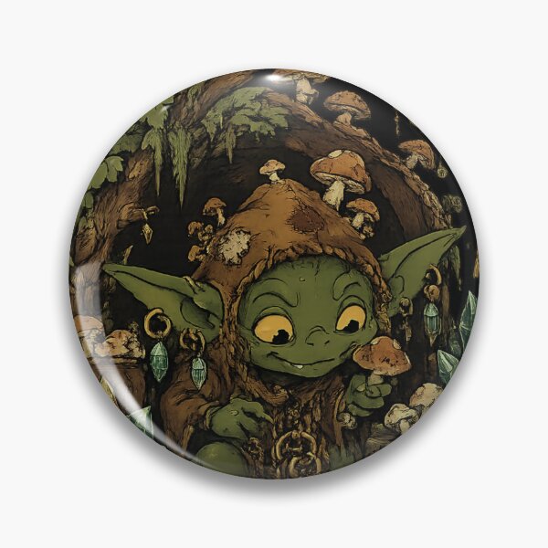 Item preview, Whimsical Goblin Hoarding Mushrooms Crystals and Keys – Cozy Forest Illustration designed and sold by OnPointOutfits.