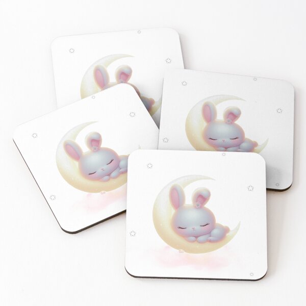 Item preview, Sleeping Bunny on Moon – Cute Kawaii Transparent PNG Sticker for Rabbit Lovers designed and sold by lunadesignsmoon.