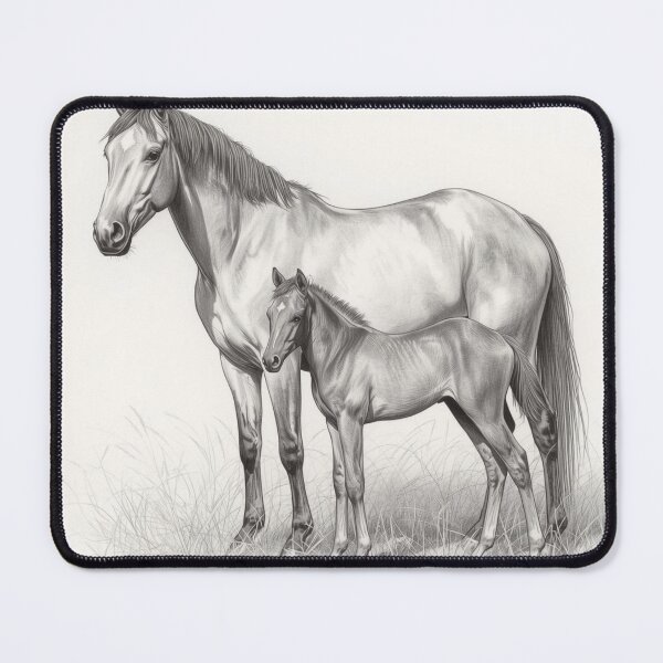 Item preview, Mother and Foal Graphite Sketch designed and sold by Art-Design-EM.