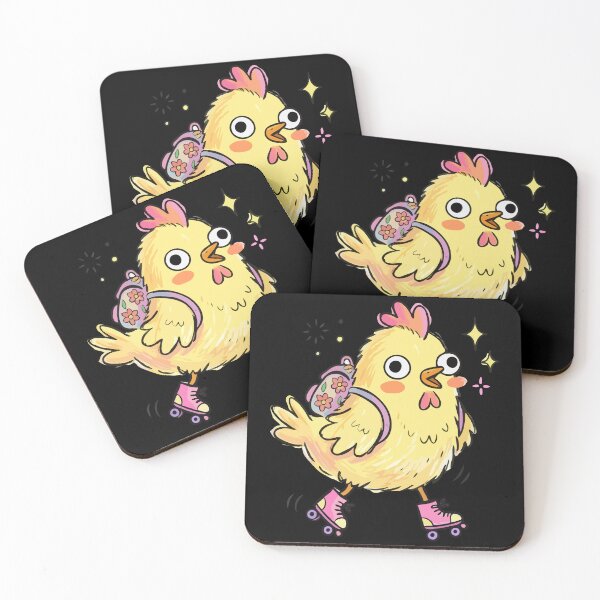 Item preview, Pink Roller Skating Yellow Fowl designed and sold by Emegan Print Art.