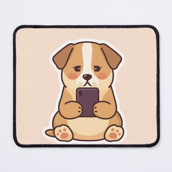 Item preview, Cute dog stuck on phone designed and sold by Art-Design-EM.