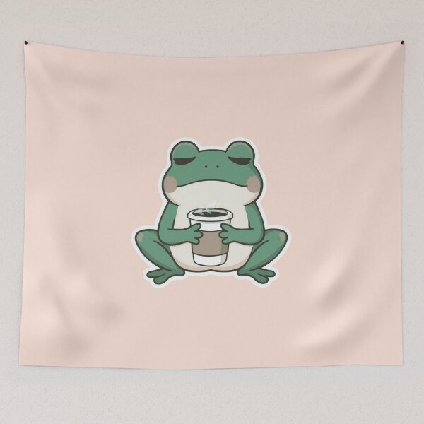 Item preview, Cute sad frog holding coffee designed and sold by Art-Design-EM.