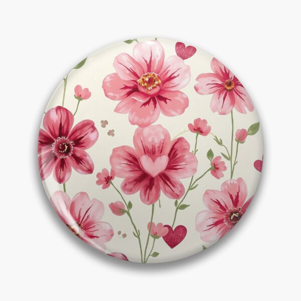 Item preview, Pink Floral Heart Pattern | Romantic Cottagecore Flower Design for Stickers, Apparel & Accessories designed and sold by ellecraftyowl.