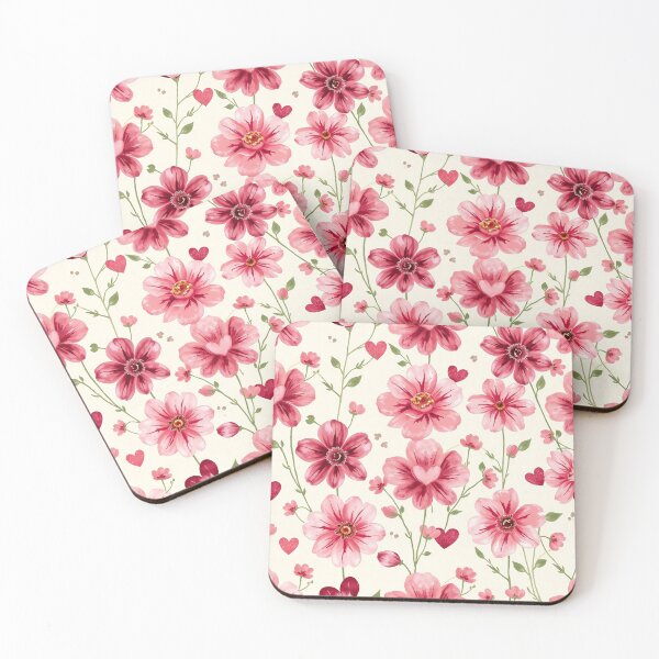Item preview, Pink Floral Heart Pattern | Romantic Cottagecore Flower Design for Stickers, Apparel & Accessories designed and sold by ellecraftyowl.