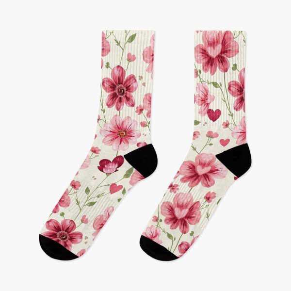 Item preview, Pink Floral Heart Pattern | Romantic Cottagecore Flower Design for Stickers, Apparel & Accessories designed and sold by ellecraftyowl.