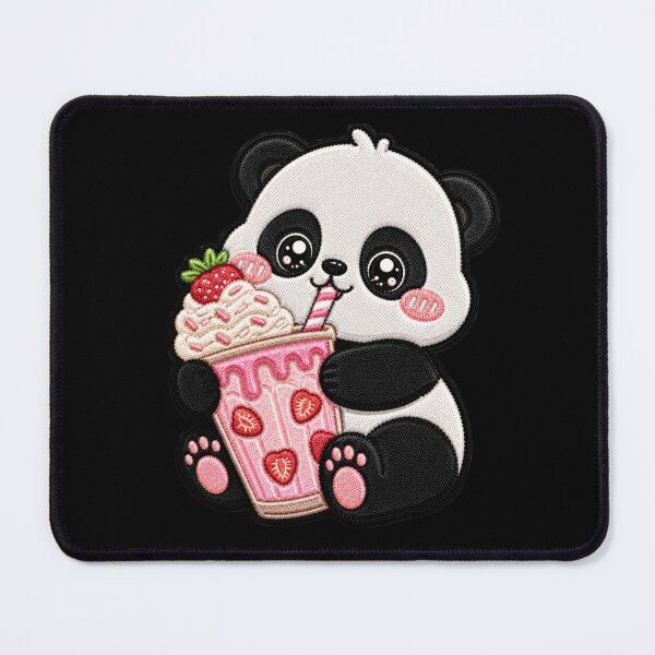 Item preview, Kawaii Panda Milkshake Embroidery Patch Cute Chibi designed and sold by ColorSplash123.
