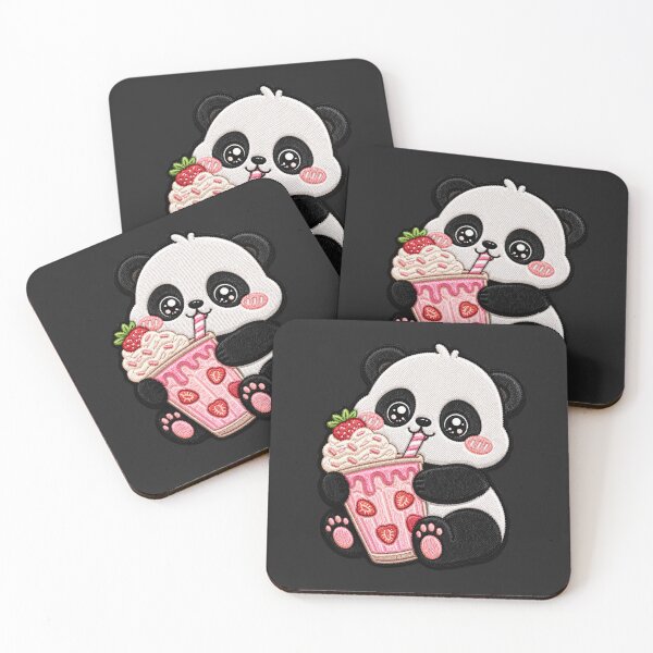 Item preview, Kawaii Panda Milkshake Embroidery Patch Cute Chibi designed and sold by ColorSplash123.
