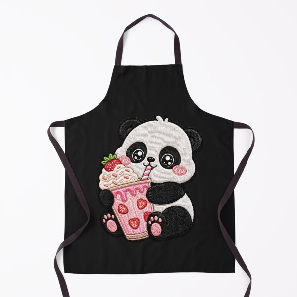Item preview, Kawaii Panda Milkshake Embroidery Patch Cute Chibi designed and sold by ColorSplash123.