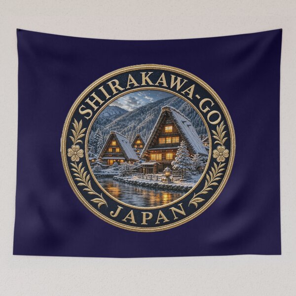 Item preview, Shirakawa-go, Japan – Gasshō houses, winter landscape & mountain valley, Japan – Gasshō houses, winter landscape & mountain valley designed and sold by Girih.