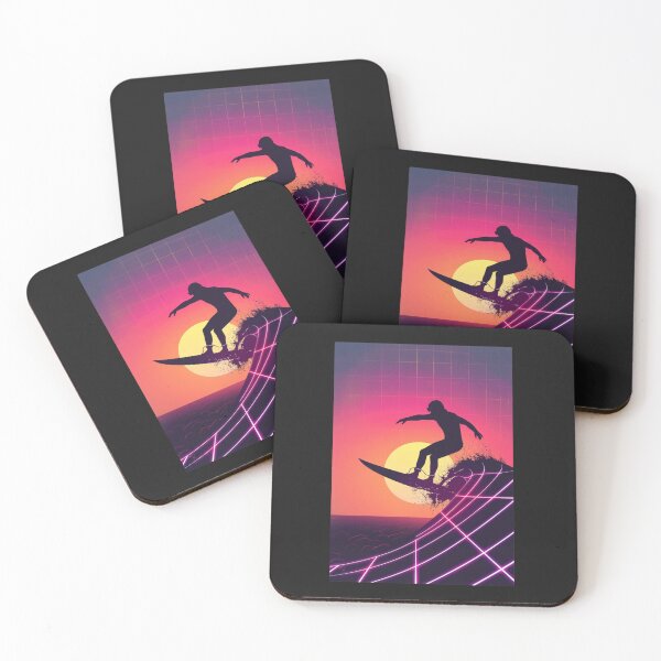 Item preview, Neon Sunset Surfer - Retro 80s Vaporwave Synthwave Art designed and sold by BoxofMoments.