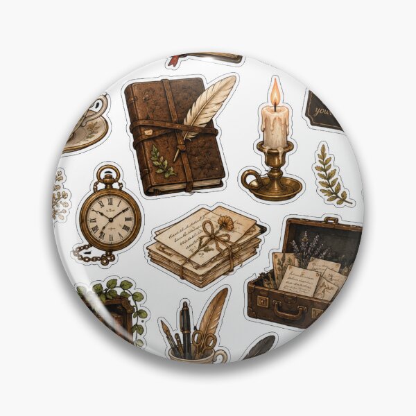 Item preview, Whispers Between the Pages Sticker Collection – Vintage Writer’s Study & Book Lover Aesthetic Sticker Sheet designed and sold by BlareBlare.