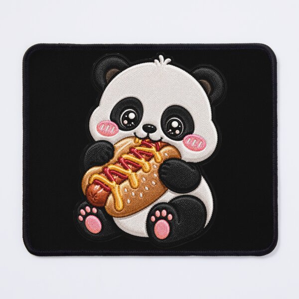 Item preview, Kawaii Panda Hotdog Embroidery Patch Cute Chibi designed and sold by ColorSplash123.